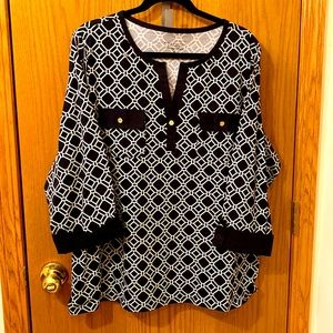 EUC Charterclub B&W 3/4 sleeve top